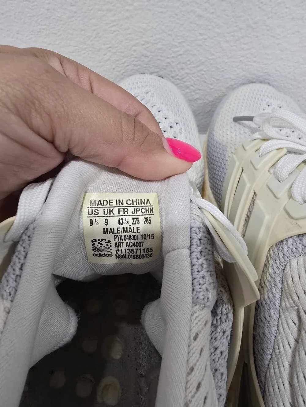 Adidas Ultraboost White and Cream Knit Performance Sneakers AQ4007